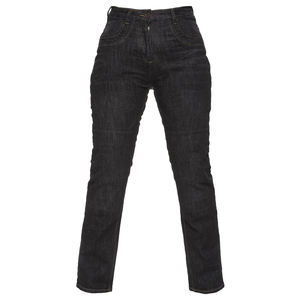 Vaqueros vaqueros de motorista negros ajustados de cintura media para mujer de alta calidad, pantalones vaqueros largos negros con logotipo personalizado, rectos europeos, transpirables sólidos oscuros - Product Image 1