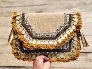 Designer <b>Indian</b> Wedding Party Boho Hand Embroidery Party Clutch Hand <b>Bags</b> - Product Image 2