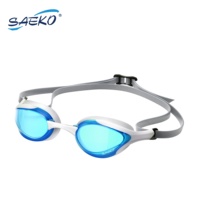 Lunettes de natation Saeko White Racing avec verres ultra anti-buée, joint UltraFuse TPE sans phtalates, certifiées CE BS 5883 pour le triathlon et la natation