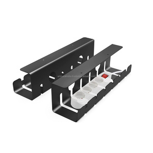 Organisateur de câbles métalliques de couleur noire, lot de 2 plateaux, sous le bureau, support de câble en métal - Product Image 1