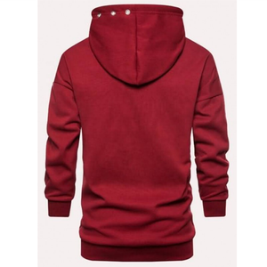 Automne hommes décontracté 100% coton polaire pull à manches longues poches kangourou et col à capuche plaine solide impression conception - Product Image 4