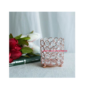 กุหลาบชุบทองคริสตัลชาผู้ถือแสงโต๊ะตกแต่งบ้านทำด้วยมือทำในประเทศอินเดีย - Product Image 2