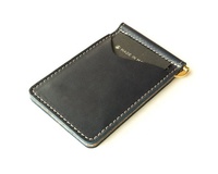 Cartera de Cuero Genuino con Clip para Billetes, Tarjetero Minimalista para Hombre y Mujer, Bolsillo Frontal, MNM-0020, Diseño con Letras, Práctico y Versátil