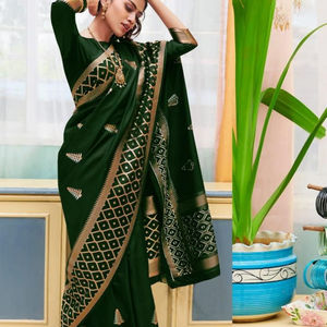 Banarasi Seda Jacquard Saree con Blusa Mujeres Wear Ladies Party Festival Daily Wear Suave Algodón Seda Sari Venta al por mayor Precio bajo Apparelgarment - Product Image 1