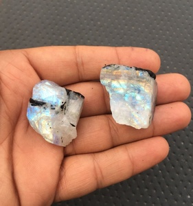 2 Pieces Natural White Black Rainbow Moonstone-Untreated Rough Gemstone Specimens for Home Decor Jewelry Making Loose Gemstones - Product Image 2