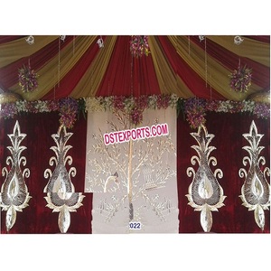 Bollwood-cortinas de pavo real bordadas para boda, telón de fondo de diseño para boda - Product Image 1