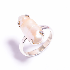 ไข่มุกบิวะธรรมชาติ งานแฮนด์เมด เงินแท้ 925 ประดับพลอย ระดับเกรด งานสไตล์ชาติพันธุ์ ไซส์ US 9.5 สำหรับงานหมั้นและงานแต่งงาน - Product Image 3