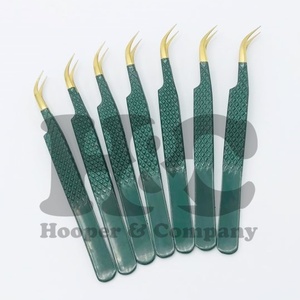 Pince à épiler personnalisée avec logo en vison Pince à épiler en acier inoxydable de haute qualité Pointe volumineuse en or vert Emballage durable - Product Image 3