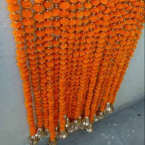 Yapay ponpon çiçek çelenk plastik altın çan hint düğün dekor asılı duvar asılı kapı valance ev dekor