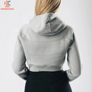 Sudaderas con capucha al por mayor para mujer, otoño, 100% algodón, sudaderas con capucha con logo personalizado, sudaderas cortas para mujer - Product Image 6