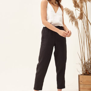 Pantalon noir 2020 sans imprimés pour femmes, vêtement à col en v, sans manches, longueur au sol, tendance - Product Image 1