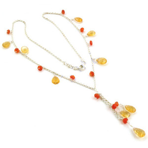 สร้อยคอเงินพลอยนิลสีแดงและซิทรินที่ทันสมัยที่สุด - Product Image 2