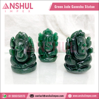Statue de Ganesha en jade vert naturel sculpté décoratif, Art religieux bouddhiste, Objet de collection, Inde, Prix de gros, Anshul Impex