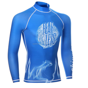 HIRG02 Lumineux personnalisé sublimation Couleur bleue Manches longues hommes surf avec protection UV rash guards - Product Image 1