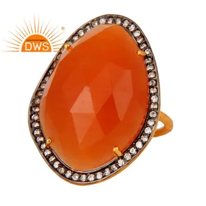 Anillo de plata de primera ley y Gema para mujer, sortija, plata esterlina 925, oro de 18 quilates, 18K, diseño Vintage, venta al por mayor - Product Image 1