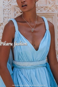 Vestido largo de playa para mujer, vestido con degradado de color rosa, para vacaciones - Product Image 3