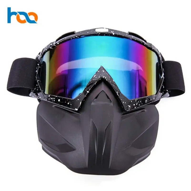 Professional Motocross Goggles Glasses Face Dust Mask With Detachable Motorcycle Oculos Gafas And Mouth Filter For Open Face