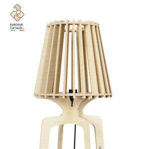 Lampada da terra in legno naturale made in italy con sistema ad incastro per soggiorno. Betulla 12mm design di WLLALLA - Product Image 2