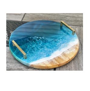 Top vente plateau de service bois et résine Alimentaire Té Plateau de forme ronde Pour La Maison de Restaurant D'hôtel Offre Spéciale produits - Product Image 4