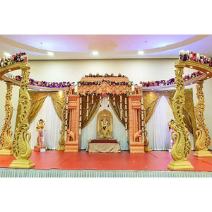 Mariage traditionnel Manavarai paon Mandap doré sculpté demi-lune mariage Mandap Manarvrai paon thème demi-lune Mandap USA - Product Image 1