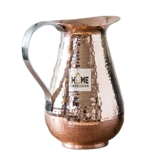 Silver Handle Luxury Copper Hammered Jug & Pitcher Home Decor Metal Luxury Pitcher