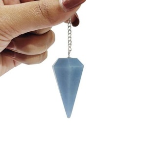 ANGÉLITE Pierre précieuse à facettes polie naturelle Petits pendules CHAKRA REIKI HEALING Pendentif style Feng Shui Cristal Farhan - Product Image 4