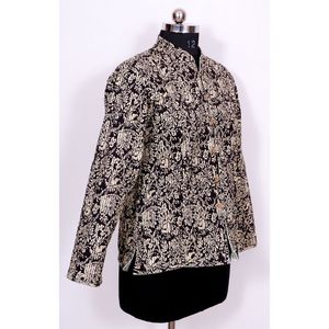 แจ็กเก็ตปักลายดอกไม้ทำมือสองด้านสำหรับผู้หญิงอินเดียผ้าฝ้ายลายทางยาวสั้นสองด้านเปลี่ยนได้ - Product Image 5