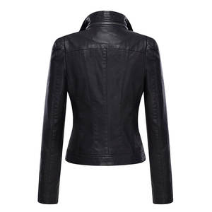 Chaqueta de Cuero Genuino Negra para Mujer 2022, Diseño a Cuadros, Impermeable, Cortavientos, Transpirable, Rellena de Algodón, Moda de Invierno - Product Image 2