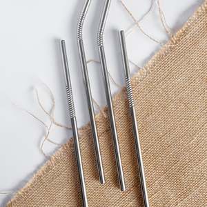 Pajitas de acero inoxidable de alta calidad, venta al por mayor, reutilizables, mate y pulido, súper tubos para bebidas de cóctel de zumo - Product Image 3