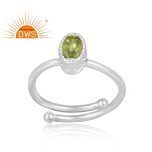 ธรรมชาติ Peridot พลอย925เครื่องประดับเงินสเตอร์ลิงปรับวงแหวนผู้ผลิตเครื่องประดับ - Product Image 2