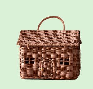 Cesta en forma de casa para niños, cesta de almacenamiento para Picnic, juguetes, decoración del hogar, bolsa de ratán de moda, regalo de Navidad - Product Image 1