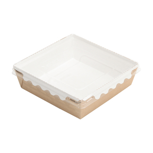 Kraft Paper Packaging Disposable Lunch Box Food Container with a Transparent Lid 1200 ml For Hot & Cold Meals Lunchbox Fast Food
