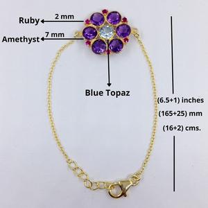 Bracelet ajustable en argent sterling 925 avec améthyste topaze bleue et rubis et pierres précieuses pour dames - Product Image 2