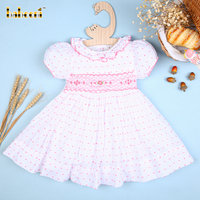 Jolie robe d'automne pour enfants à motifs géométriques 3D, personnalisable OEM/ODM, imprimée, 100 % coton, coupe trapèze, manches courtes, longueur mi-mollet, certifiée OEKO-TEX