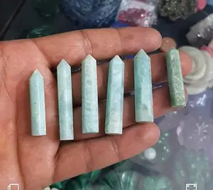 Pensil Ujung Batu Permata Amazonite Alami untuk Penyembuhan Aura Perhiasan