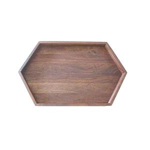 Plateau de service en bois pour hôtels, restaurants, cuisines domestiques et cafés, décor de table, passe au lave-vaisselle, finition métallique polie de luxe - Product Image 1