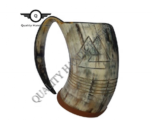 Jarra de Cerveza Vikinga de Cuerno de Búfalo de la Mejor Calidad, Taza de Vino de 18 oz con Asa, Diseño Único de la India por Quality Handicrafts - Product Image 2