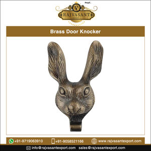 Large Animals Rabbit Head Shaped Satin Brass <b>Door</b> Knocker Heavy Duty Steel <b>Window</b> <b>Accessory</b> Hotels Durable Traditional Design - Product Image 3