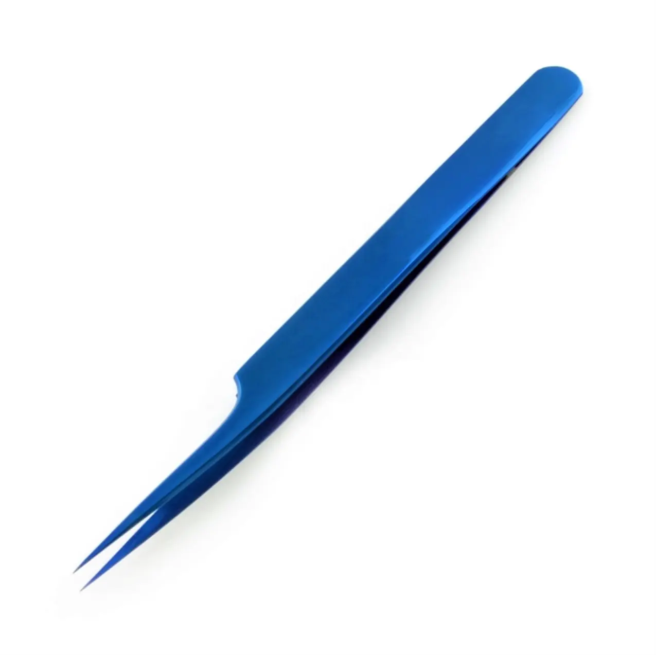 Professional Quality Blue Plasma Coated Eyelash Extension Tweezers Straight Sharp Fine Points Best Fan Pickup Isolation Tweezers