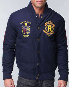 Vestes universitaires sur mesure de haute qualité, grandes tailles, en laine d'hiver, manches en cuir, boutons, satin respirant, coton décontracté, col montant - Product Image 3