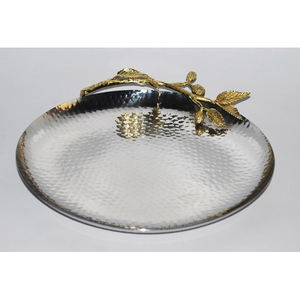 Round hammered stainless steel serving trays <b>restaurant</b> and <b>hotel</b> <b>supplies</b> modern metal trays cheap and best food servers - Product Image 2