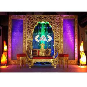 การตกแต่งเวทีเจ้าสาวงานแต่งงานของชาวมุสลิมการตกแต่งเวทีสีทองที่งดงามของปากีสถานล่าสุดงานแต่งงาน - Product Image 1