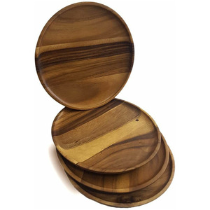 Assiette plate ronde en bois naturel de qualité export, couleur unie, vaisselle de service, idéale pour les accessoires de table, au meilleur prix - Product Image 5