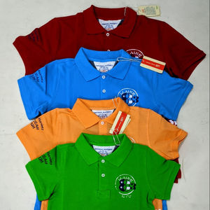 Chemises polo à manches courtes en coton 100% teint en pièce, écologiques, à séchage rapide, tricotées, pour garçons, décontractées, de marque - Product Image 1