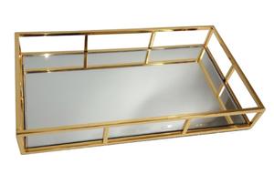 Bandejas Decorativas Rectangulares de Metal con Borde Dorado para Exhibición de Collares, para Uso en el Hogar y Restaurantes - Product Image 3