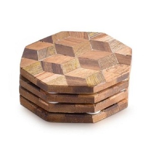 Posavasos de Madera de Diseño Clásico con Soporte, Juego de Posavasos Redondos de Primera Calidad para Proveedor Mayorista - Product Image 3