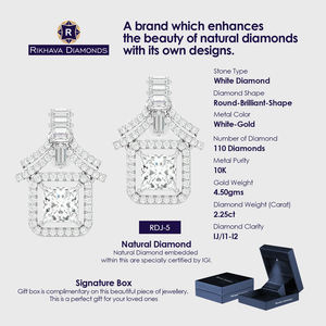 Pendientes Elegantes de Oro Blanco de 10K con Diamantes Incrustados, Hermosos Solitarios de Corte Brillante Redondo de 2.25ct, por Proveedor Principal - Product Image 4