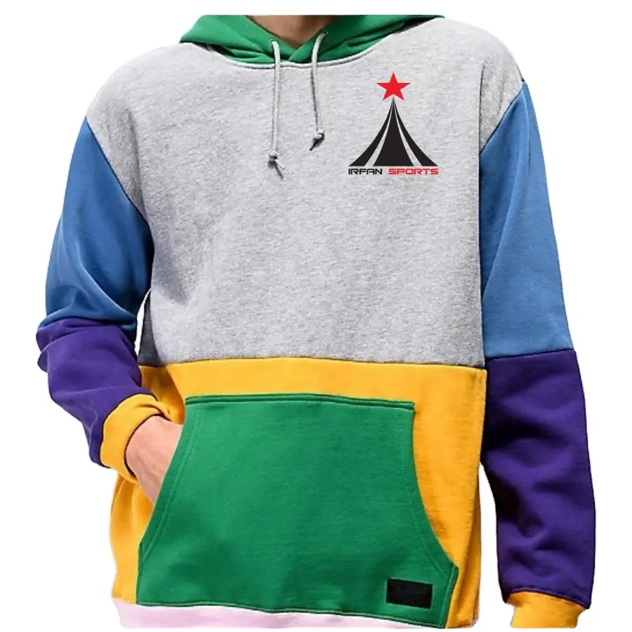 Hight Quality 100% Cotton Custom Print Mens Color Block Hoodie Men'S Pullover Sports Unisex Hoodies