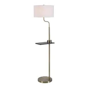 Lámpara led de pie moderna personalizada para habitación, dormitorio, tira vertical, bandeja regulable de metal dorado, mesa, 63"