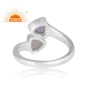 925 Fine Sterling Silver Natural Pink Amethyst & White <b>Moon</b> Stone Stackable <b>Ring</b> For Women Jewelry Manufacturer - Product Image 4
